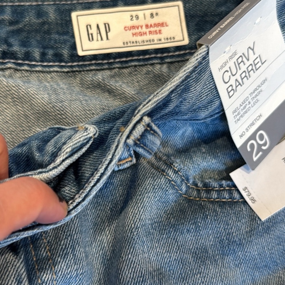 NWT GAP Women's High Rise Curvy Barrel Jeans - Light Blue